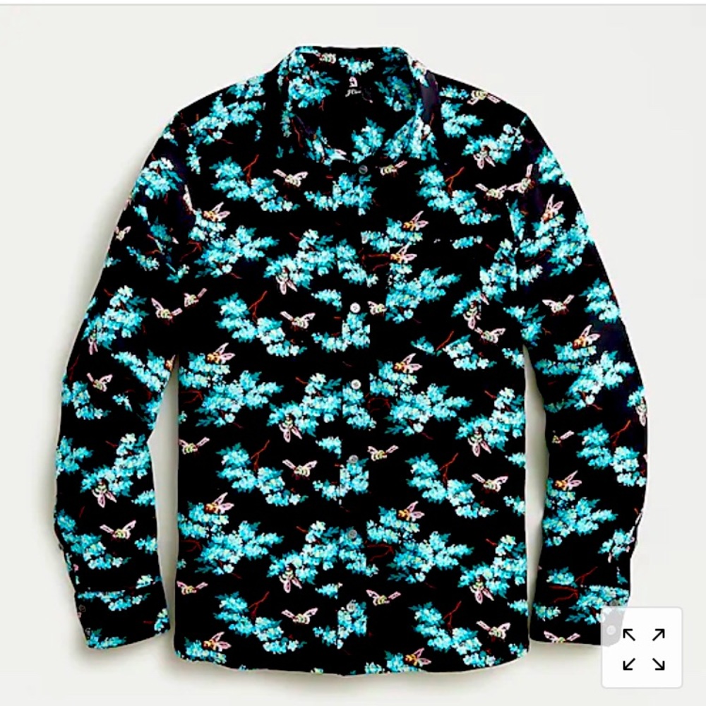 JCrew silk shirt - Bees and Flowers Print - sz 4